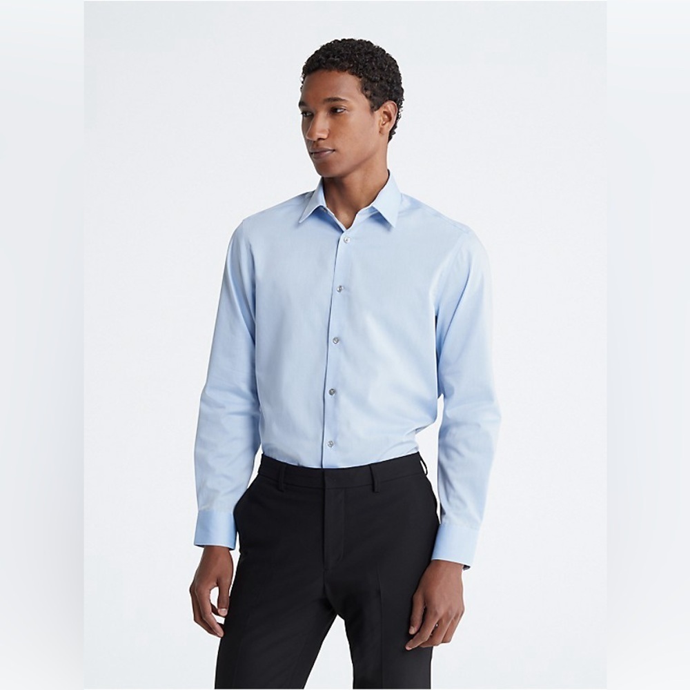 Calvin Klein Slim Fit Stretch Collar Long Sleeve Button Down Shirt